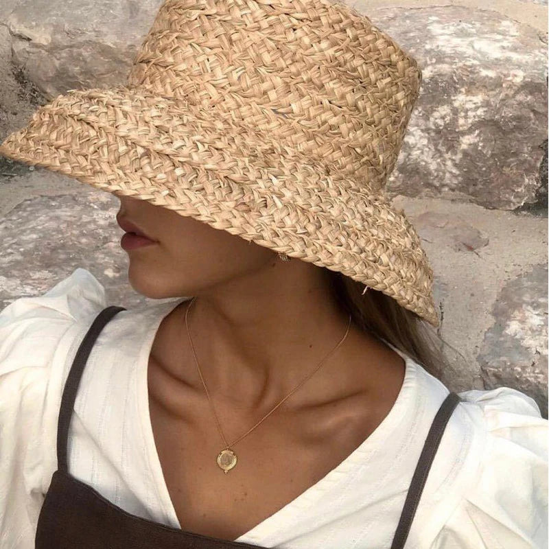 Chapeau Femme Paille Raphia Large Bord Été – Ravelle