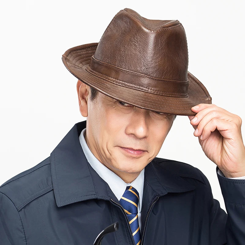 Chapeau Homme Fedora Cuir Véritable – Blackhide