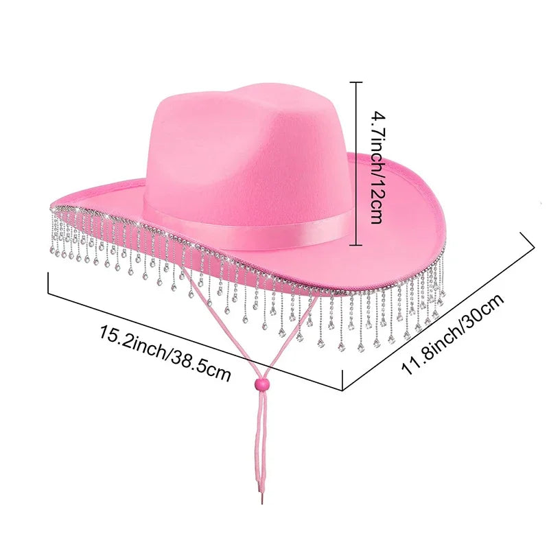 Chapeau Femme Cowgirl Strass Franges – Crystalyn