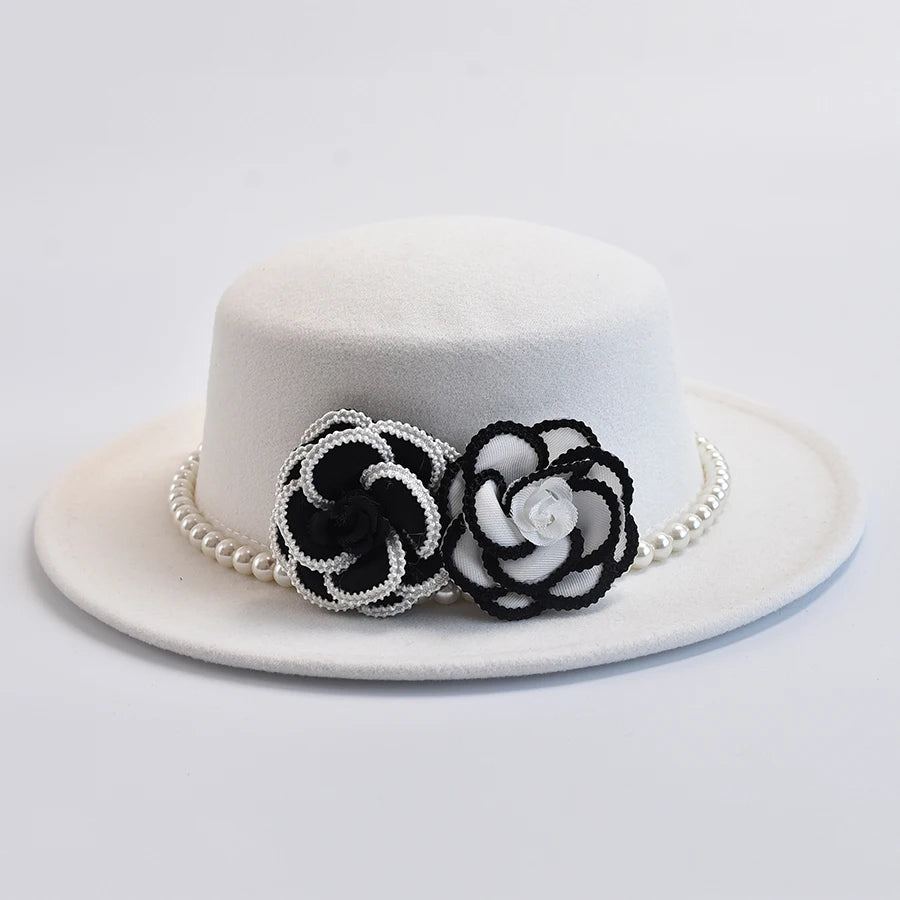 Chapeau Femme Fedora Feutre Chaîne Perles – Perlemont