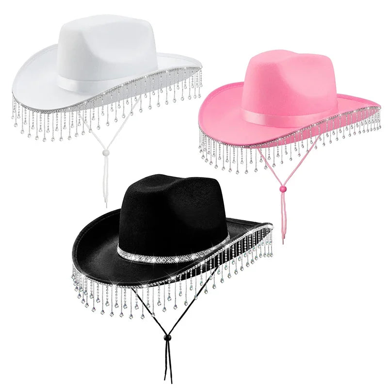 Chapeau Femme Cowgirl Strass Franges – Crystalyn