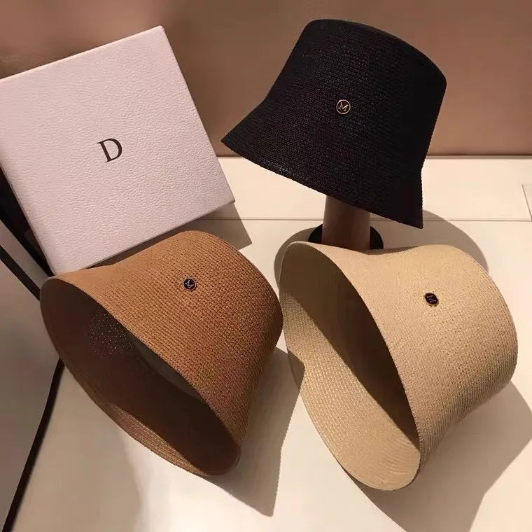 Chapeau Femme Bucket Paille Large Bord UV – Hanori