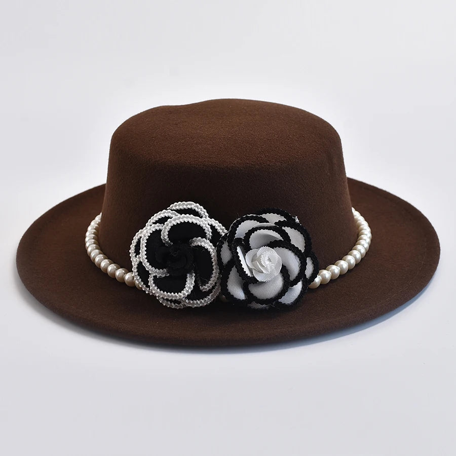 Chapeau Femme Fedora Feutre Chaîne Perles – Perlemont