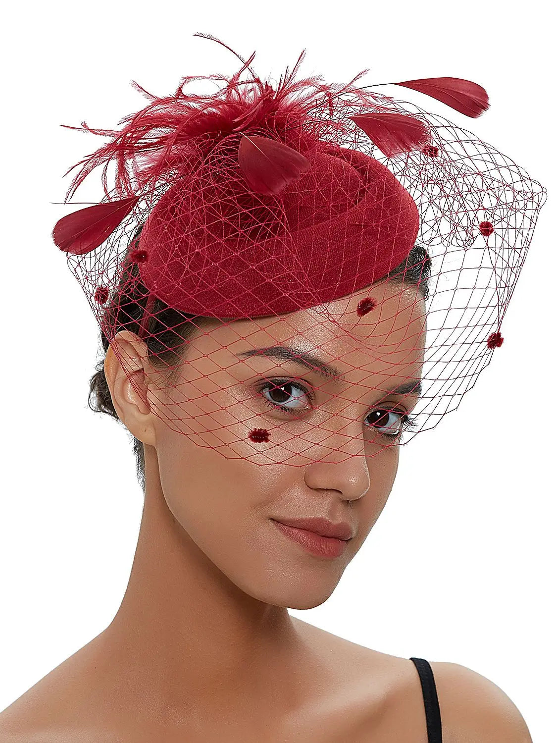 Chapeau Femme Fascinator Feutre Voilette – Veloursé
