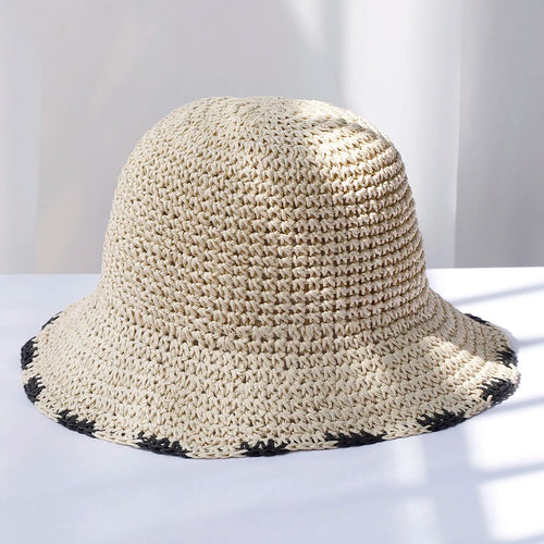 Chapeau Femme Bucket Crochet Paille Été – Sunora