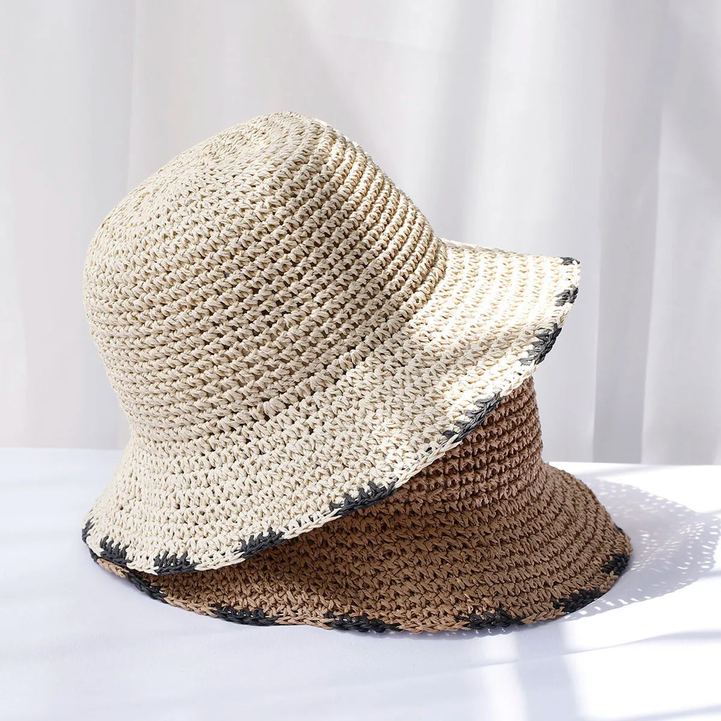 Chapeau Femme Bucket Crochet Paille Été – Sunora
